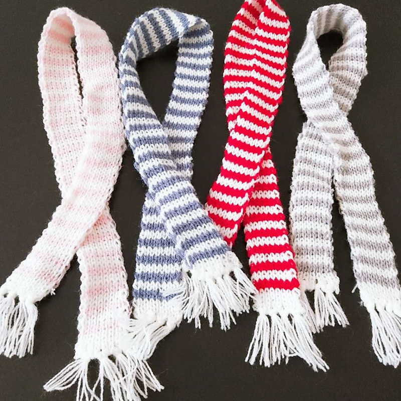 Christmas Craft Embellishment - 2-10PCS Hand Knitted Stripe Long Scarf