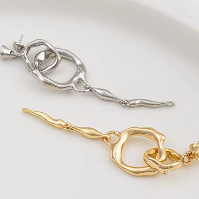 Pearl Trim Chain - 14K Gold-Plated Double-Ring Necklace Connector Pendant