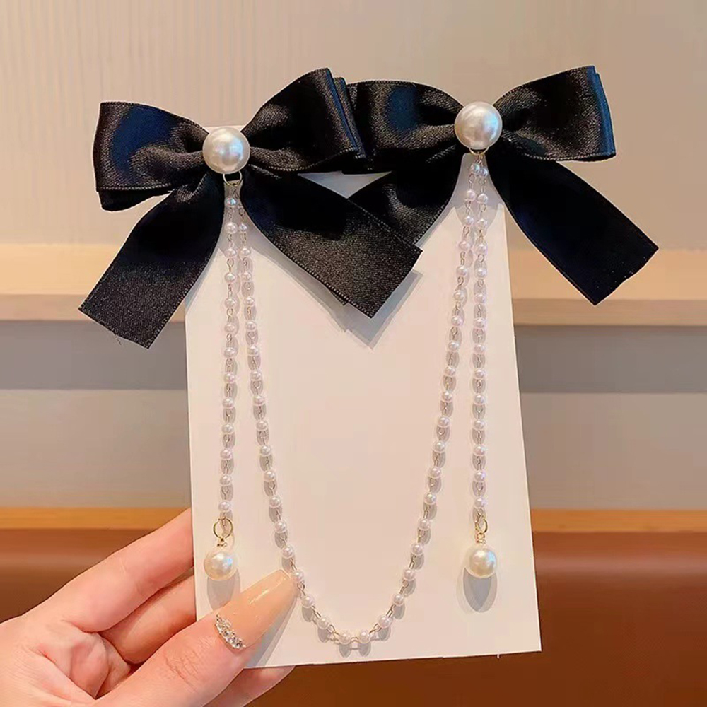 Children's Bow Hair Clip Baby  - đánh giá và giá Pearl Trim Chain