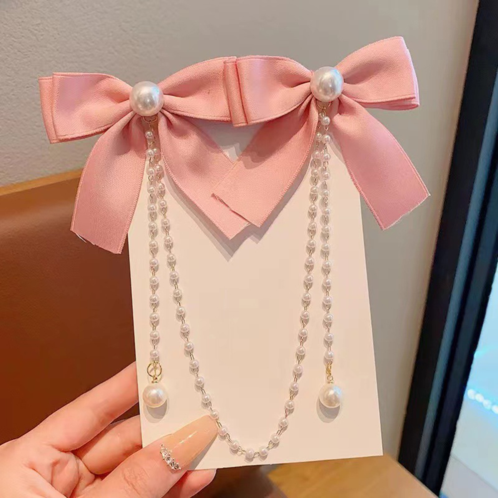 Children's Bow Hair Clip Baby  - đánh giá và giá Pearl Trim Chain