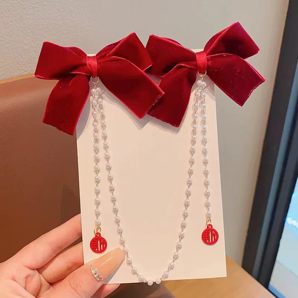 Children's Bow Hair Clip Baby  - đánh giá và giá Pearl Trim Chain