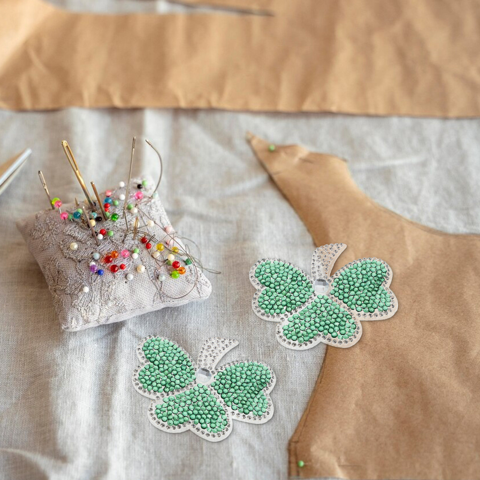 5Pcs Green Lucky Leaf Patches  - đánh giá và giá Sew On Rhinestone