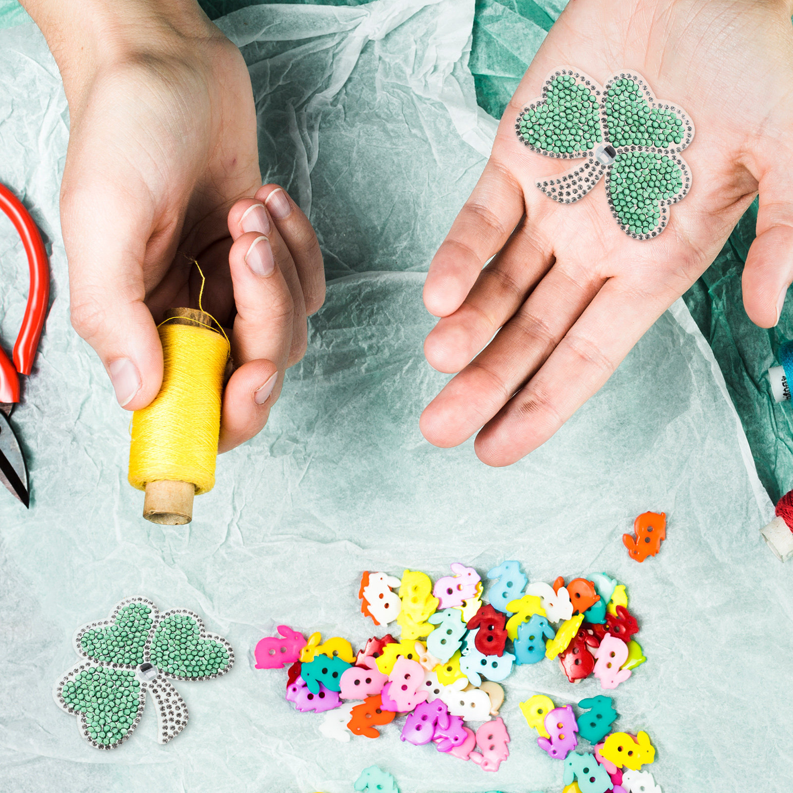 5Pcs Green Lucky Leaf Patches  - đánh giá và giá Sew On Rhinestone