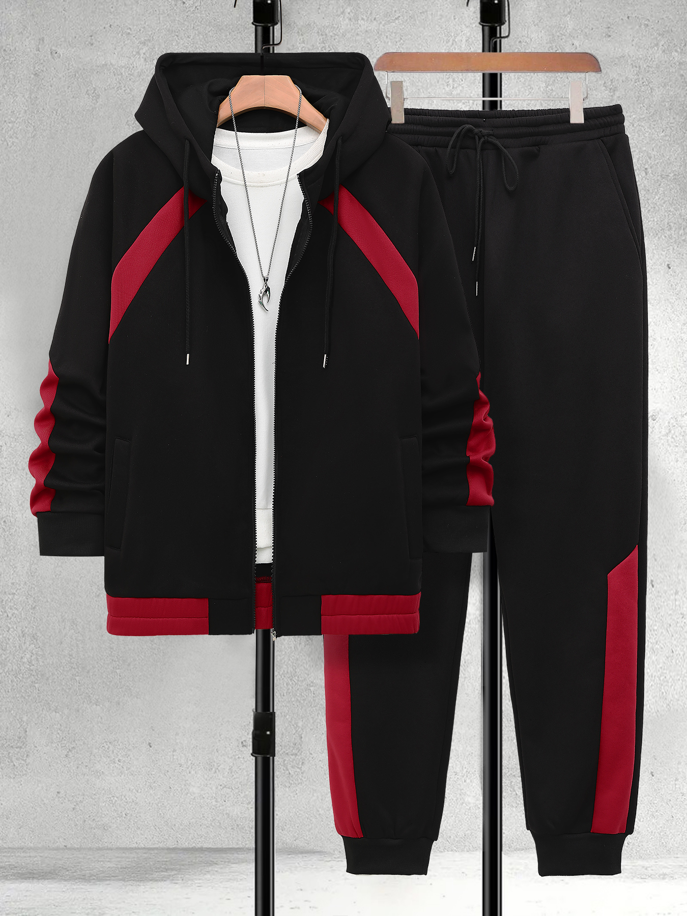 Men's Plus Size Black & Red Co - đánh giá và giá Embellish Knit