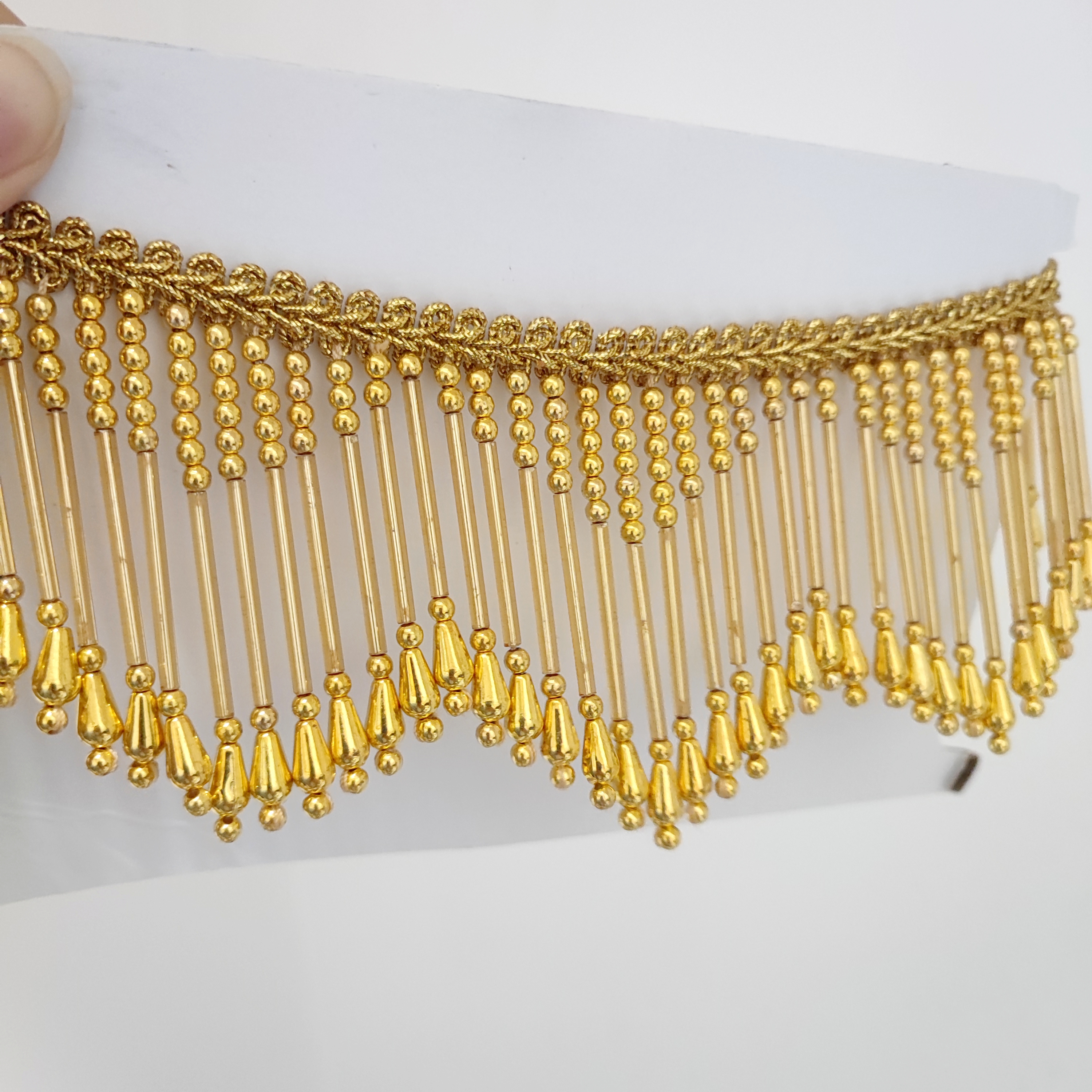 8cm Wide Gold, Silver, Beaded  - đánh giá và giá Beaded Trim Fringe