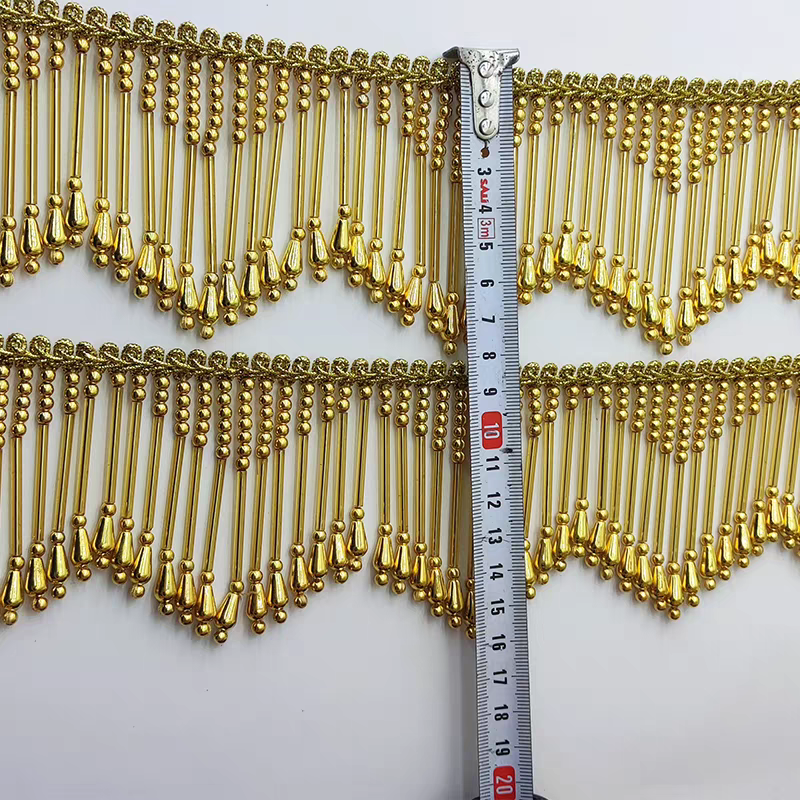 8cm Wide Gold, Silver, Beaded  - đánh giá và giá Beaded Trim Fringe