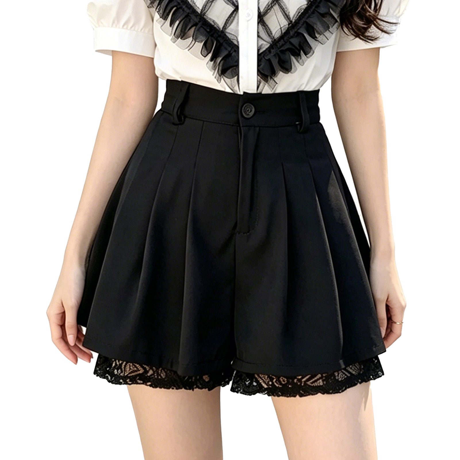 Women High Waist Tailored Trou - đánh giá và giá Elastic Lace Trim