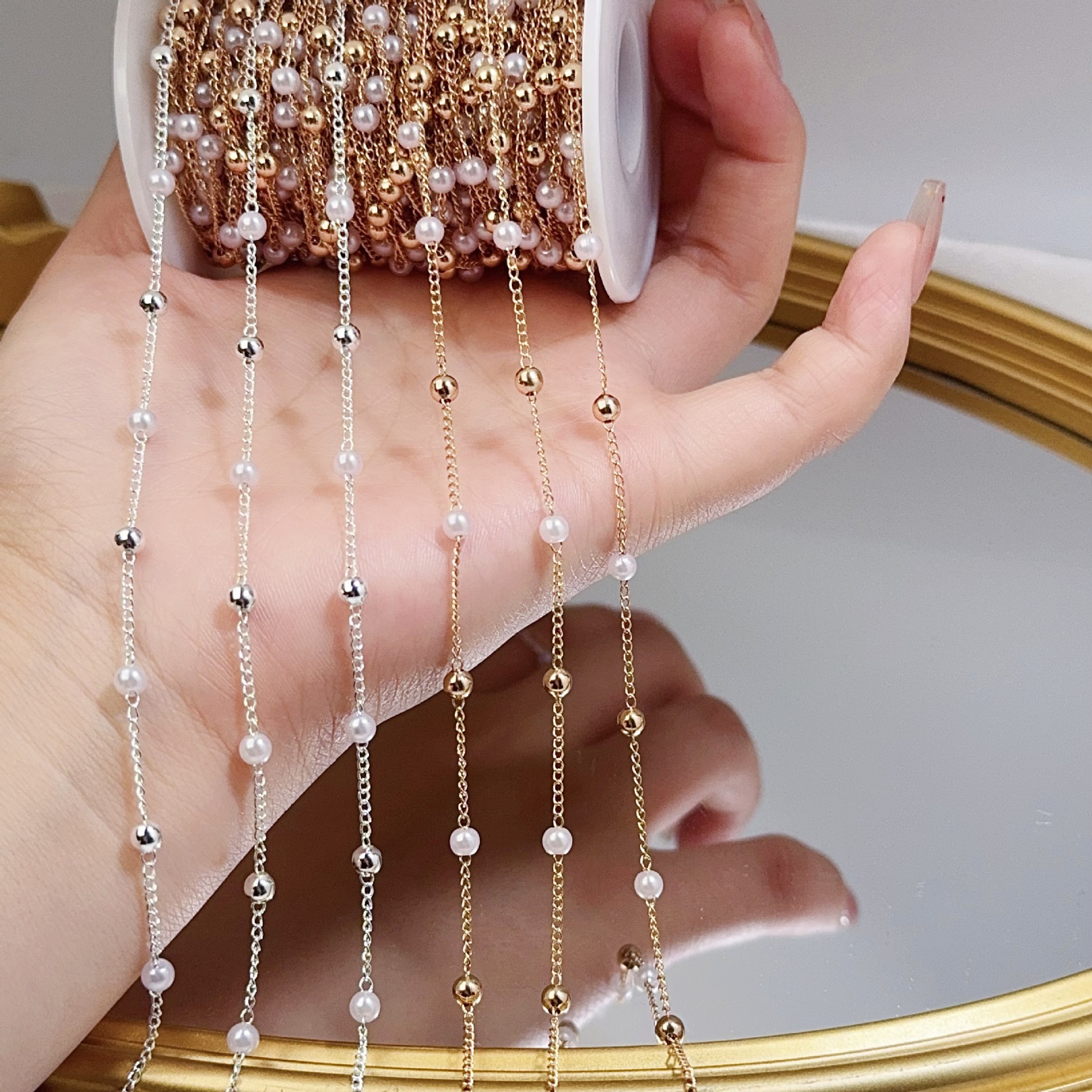 0.5/1/2M Pearl Copper Bead Cha - đánh giá và giá Pearl Trim Chain