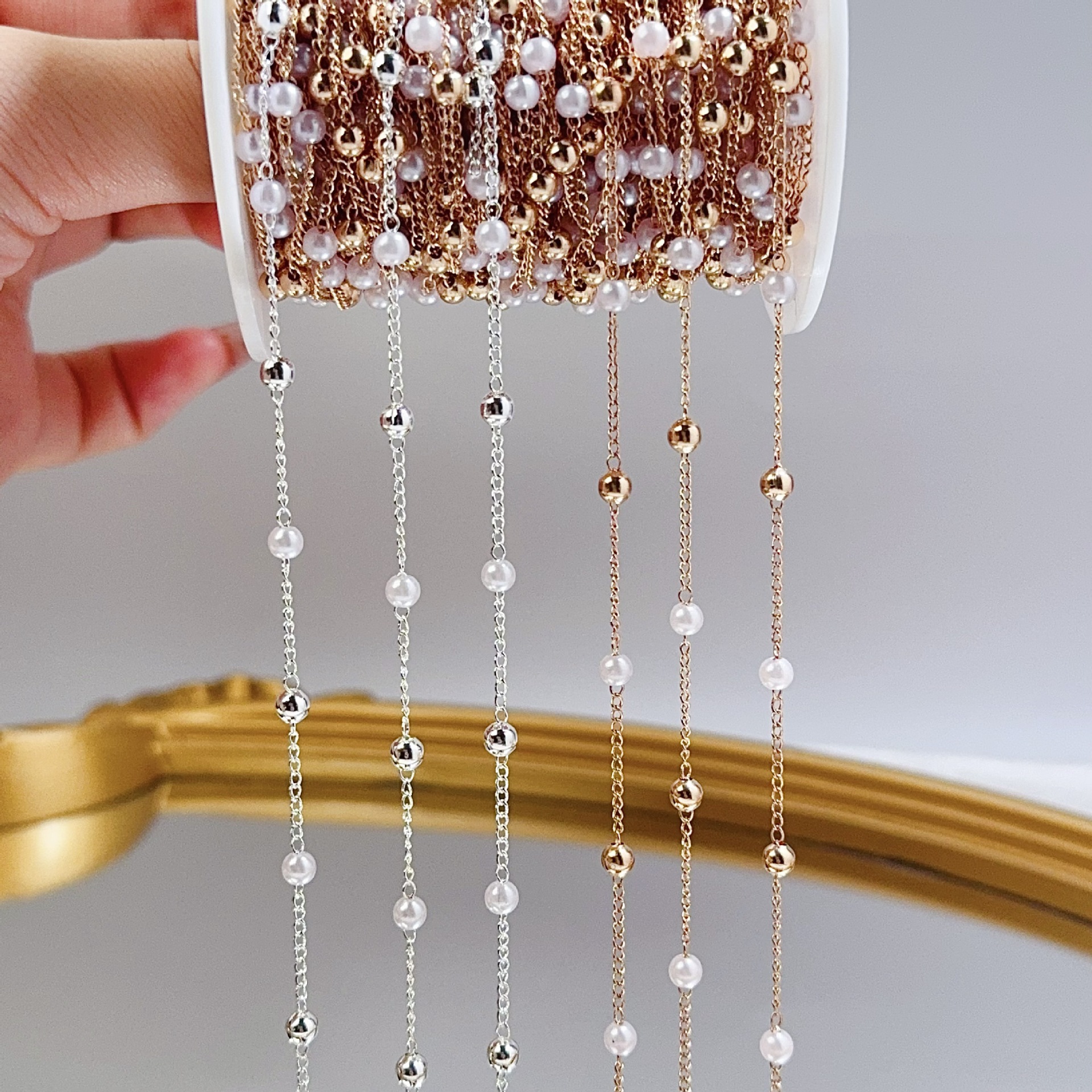 0.5/1/2M Pearl Copper Bead Cha - đánh giá và giá Pearl Trim Chain