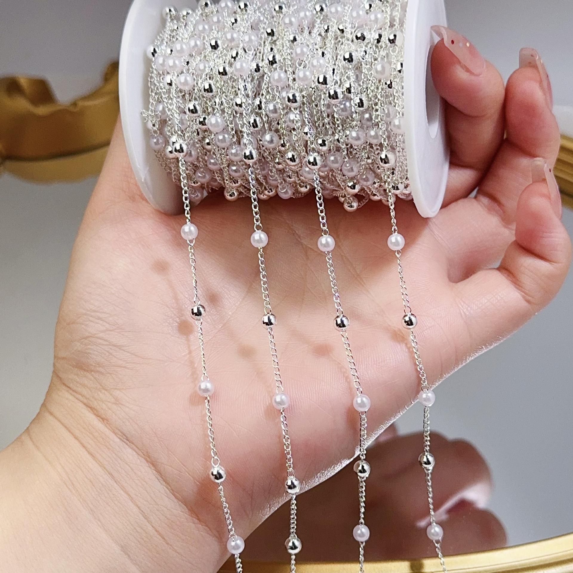 0.5/1/2M Pearl Copper Bead Cha - đánh giá và giá Pearl Trim Chain