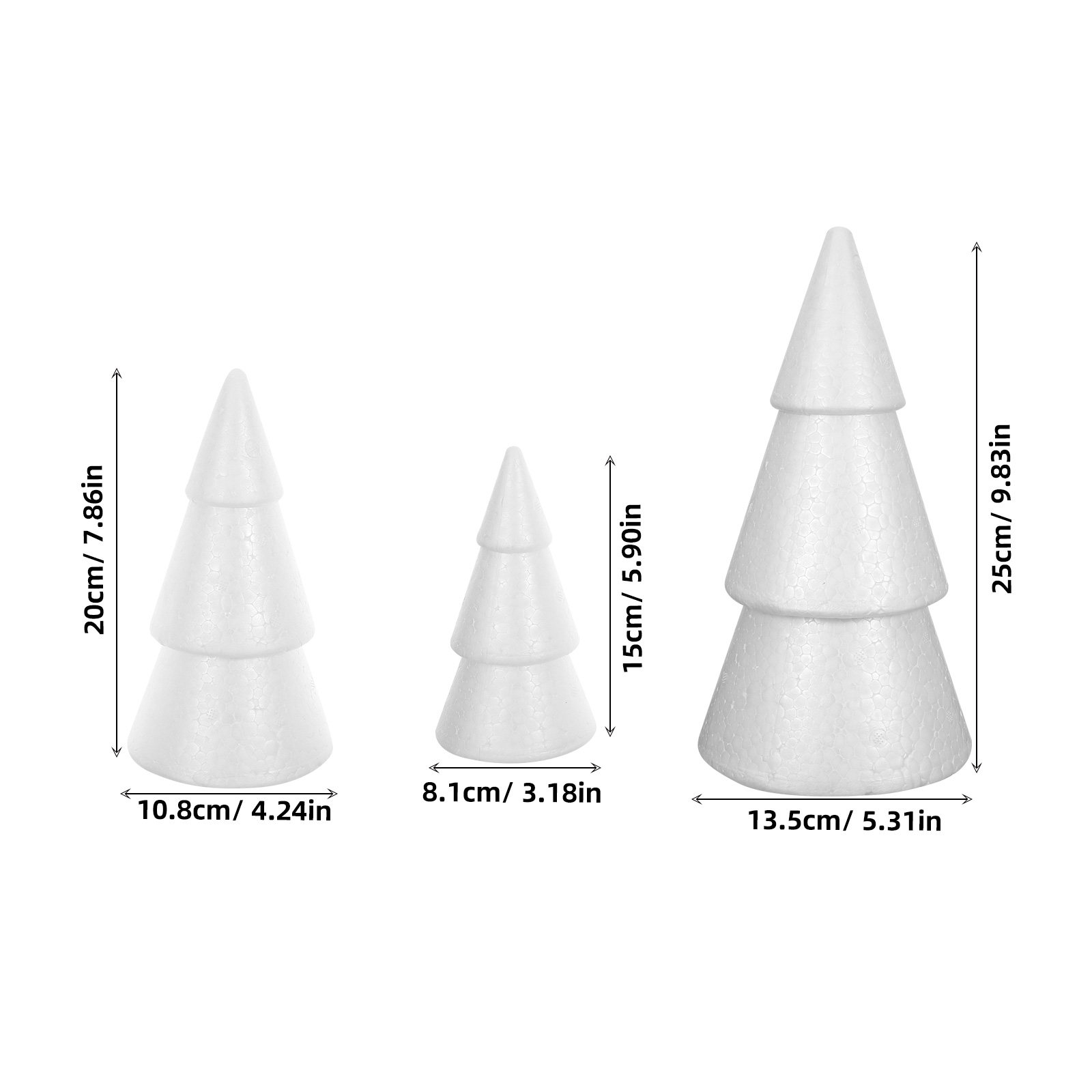 6Pcs White Foam Christmas Tree - đánh giá và giá Christmas Craft Embellishment