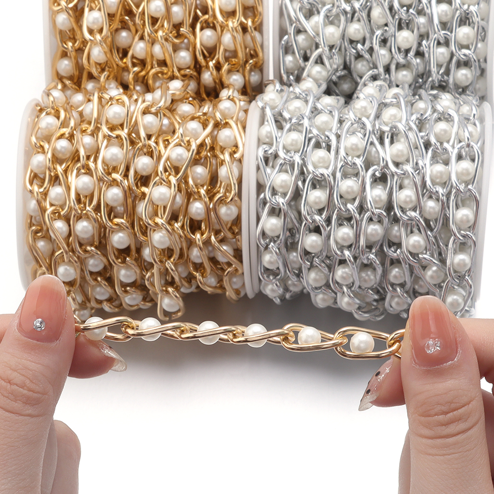 5Yards/Roll Beaded Chain Imita - đánh giá và giá Pearl Trim Chain