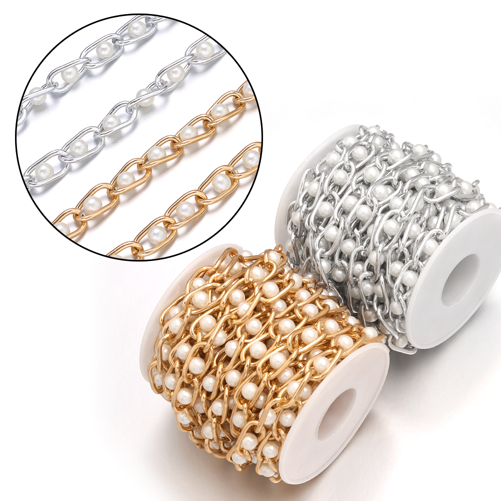 5Yards/Roll Beaded Chain Imita - đánh giá và giá Pearl Trim Chain