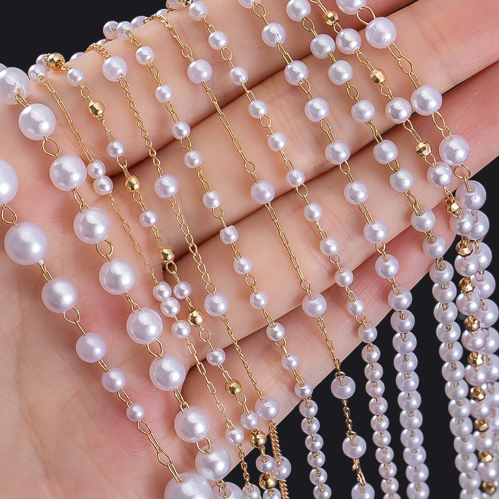 1M Stylish Multi-Style Copper  - đánh giá và giá Pearl Trim Chain