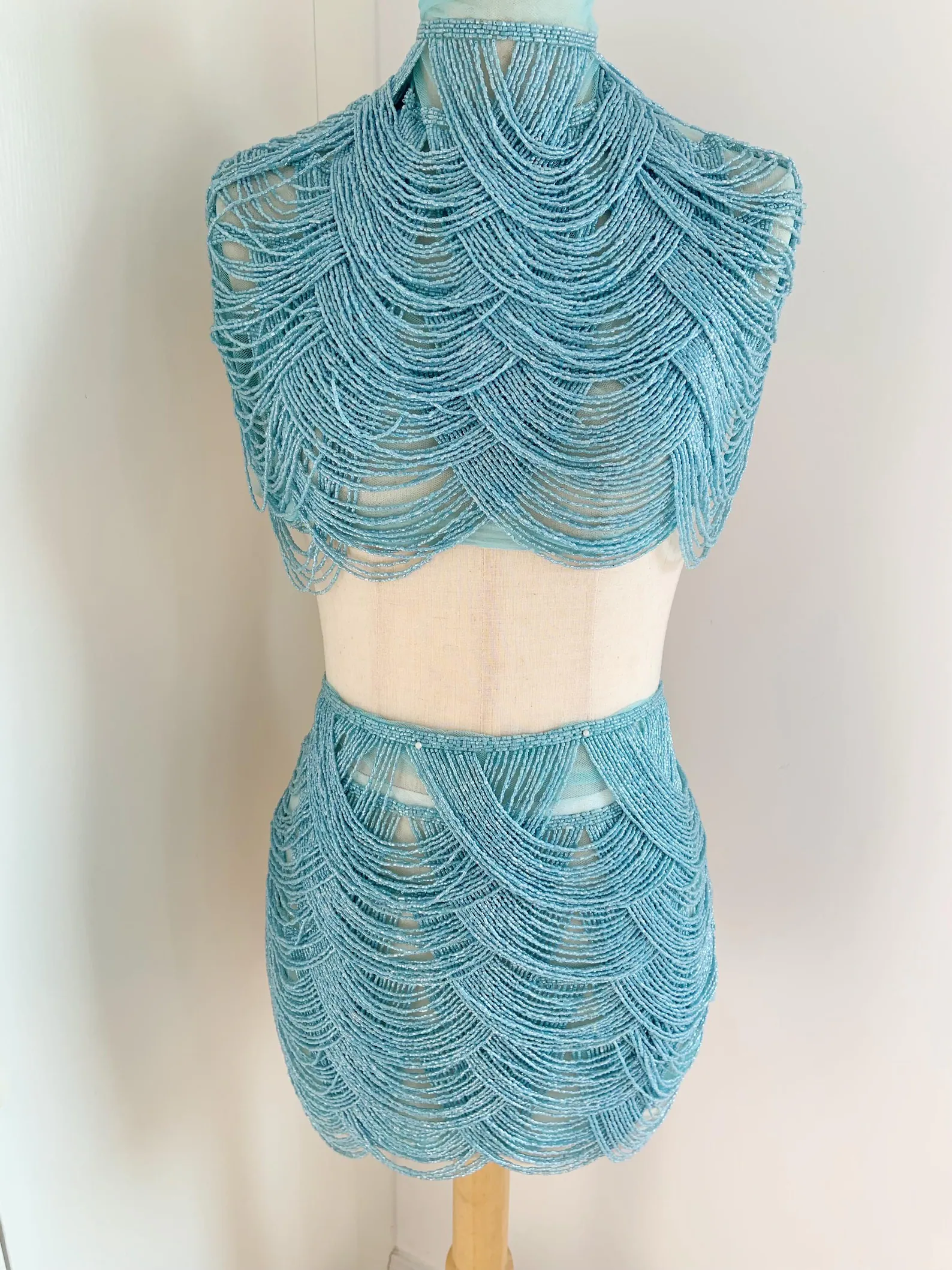 Light Blue Chains Cape Fabric, - đánh giá và giá Beaded Trim Fringe