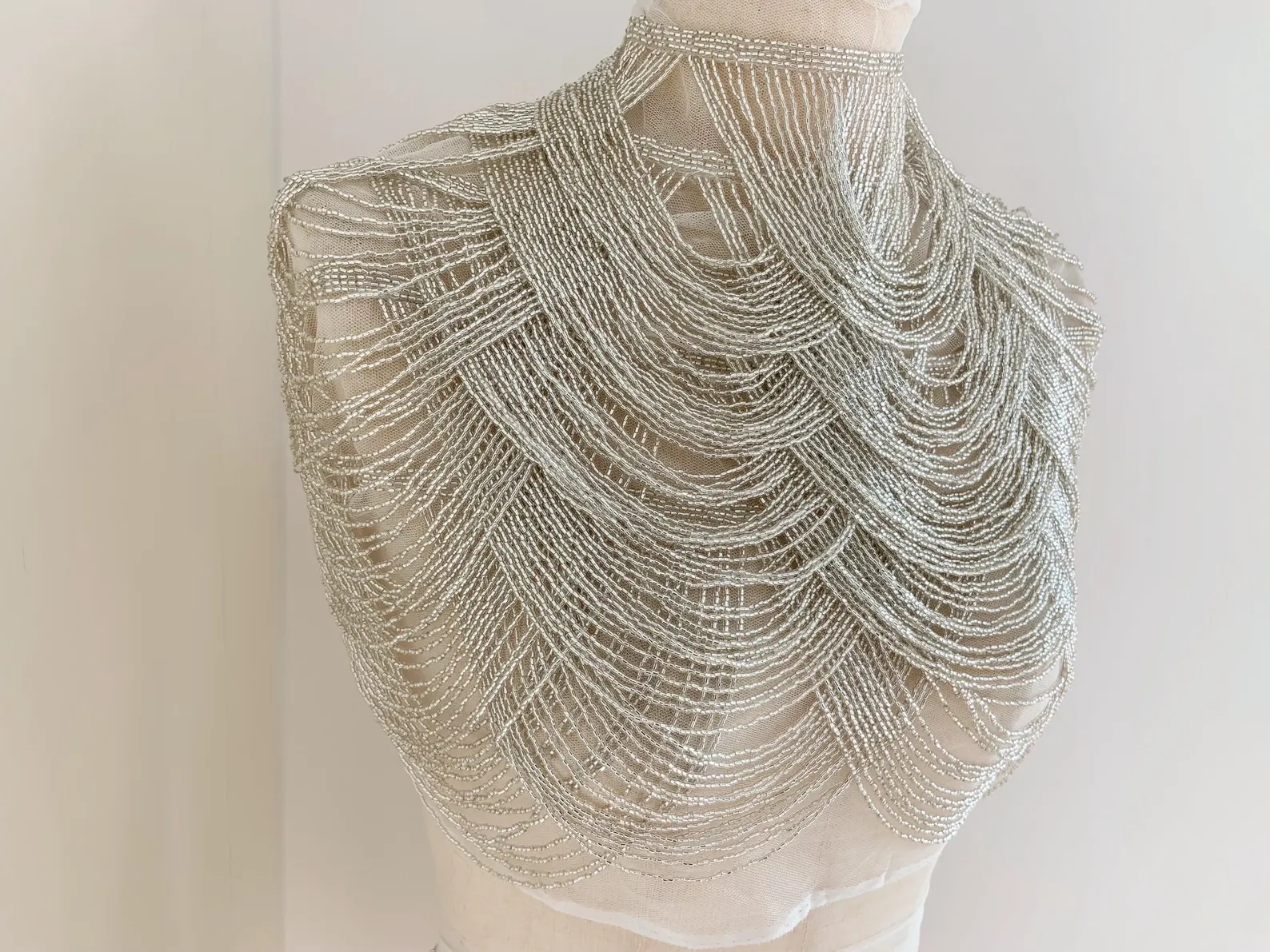 Light Blue Chains Cape Fabric, - đánh giá và giá Beaded Trim Fringe