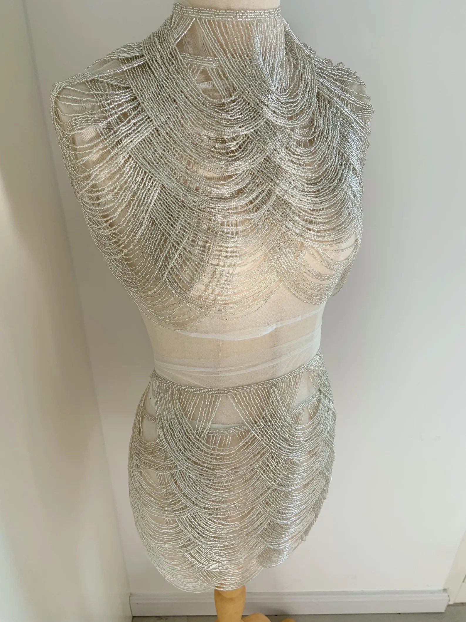 Light Blue Chains Cape Fabric, - đánh giá và giá Beaded Trim Fringe