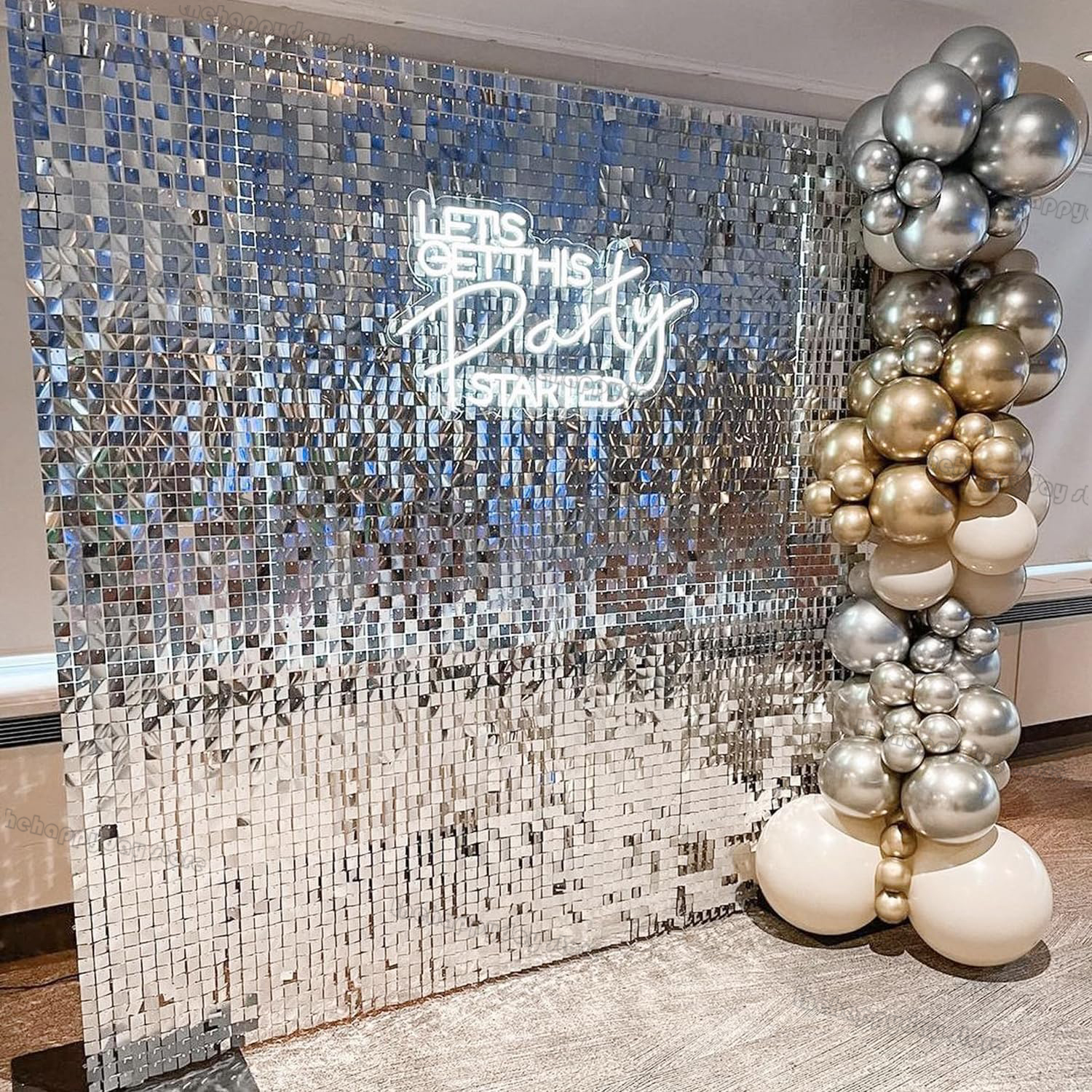 12Pcs Silver Shimmer Wall Back - đánh giá và giá Sequin Fabric Panel