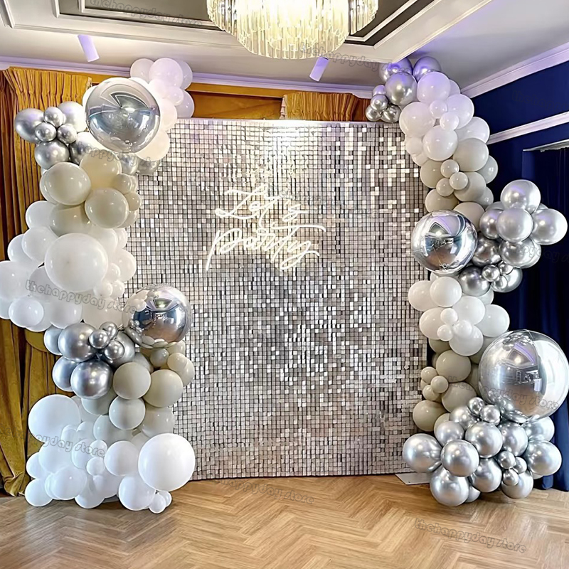 12Pcs Silver Shimmer Wall Back - đánh giá và giá Sequin Fabric Panel