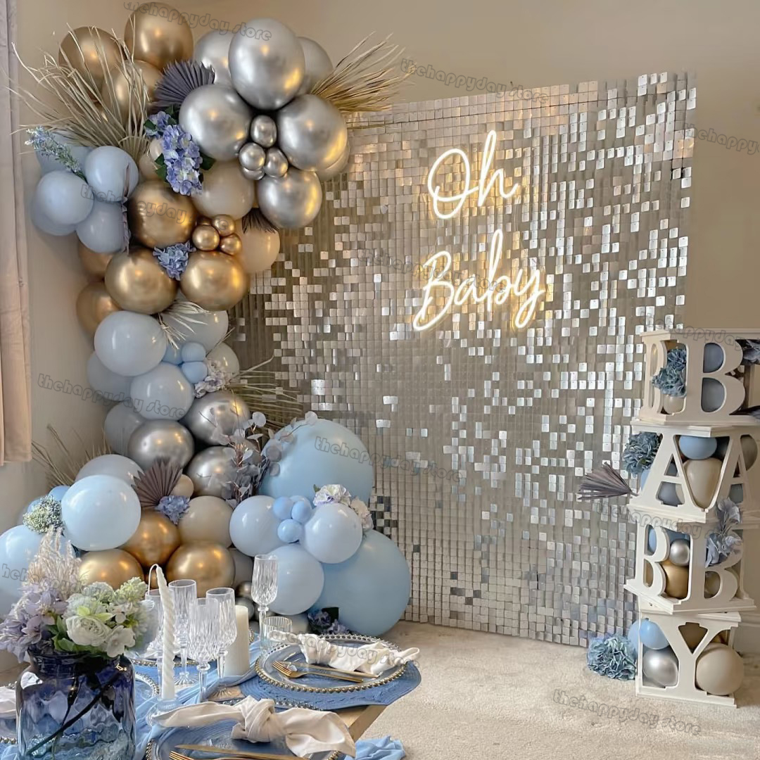 12Pcs Silver Shimmer Wall Back - đánh giá và giá Sequin Fabric Panel