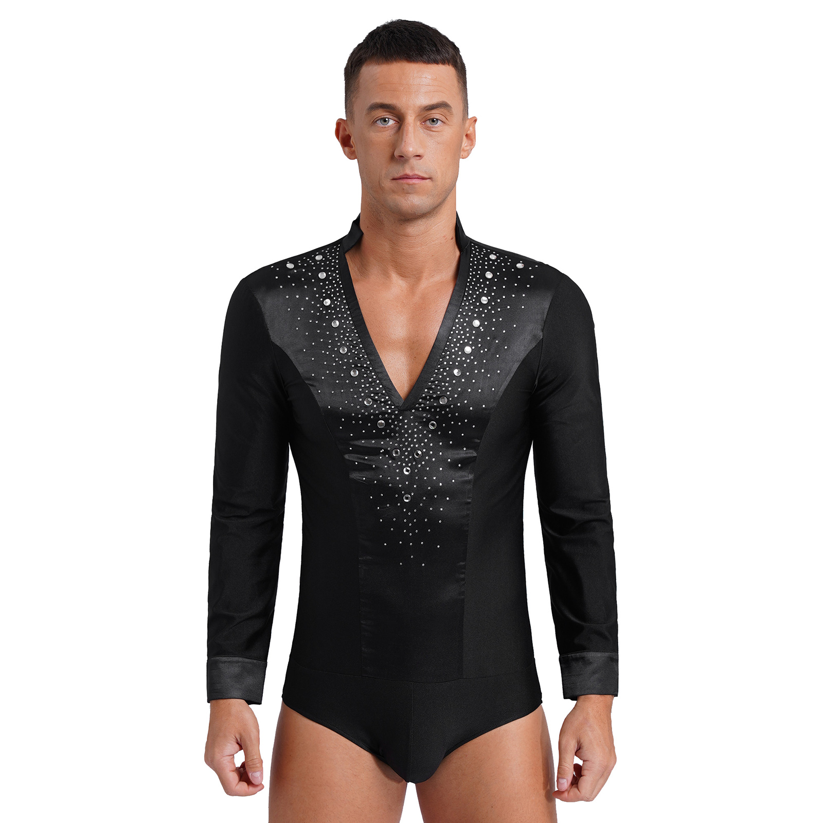 Mens Latin Jazz Dance Leotard  - đánh giá và giá Rhinestone Banding Trim