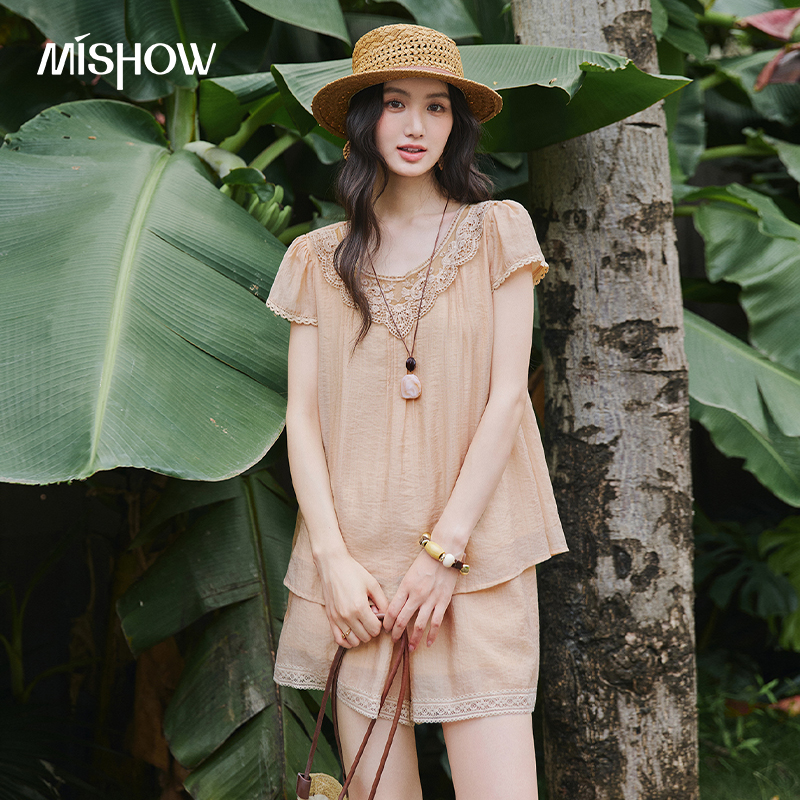 MISHOW Lace Round Neck Top Sho - đánh giá và giá Elastic Lace Trim
