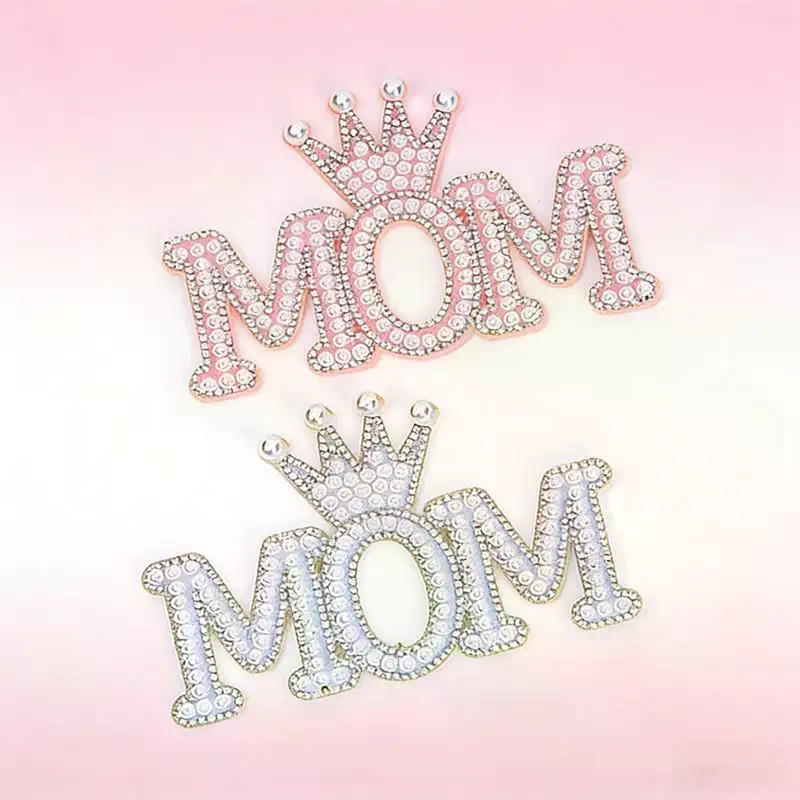 1PC Pearl Crown Mom Letter Pat - đánh giá và giá Sew On Rhinestone
