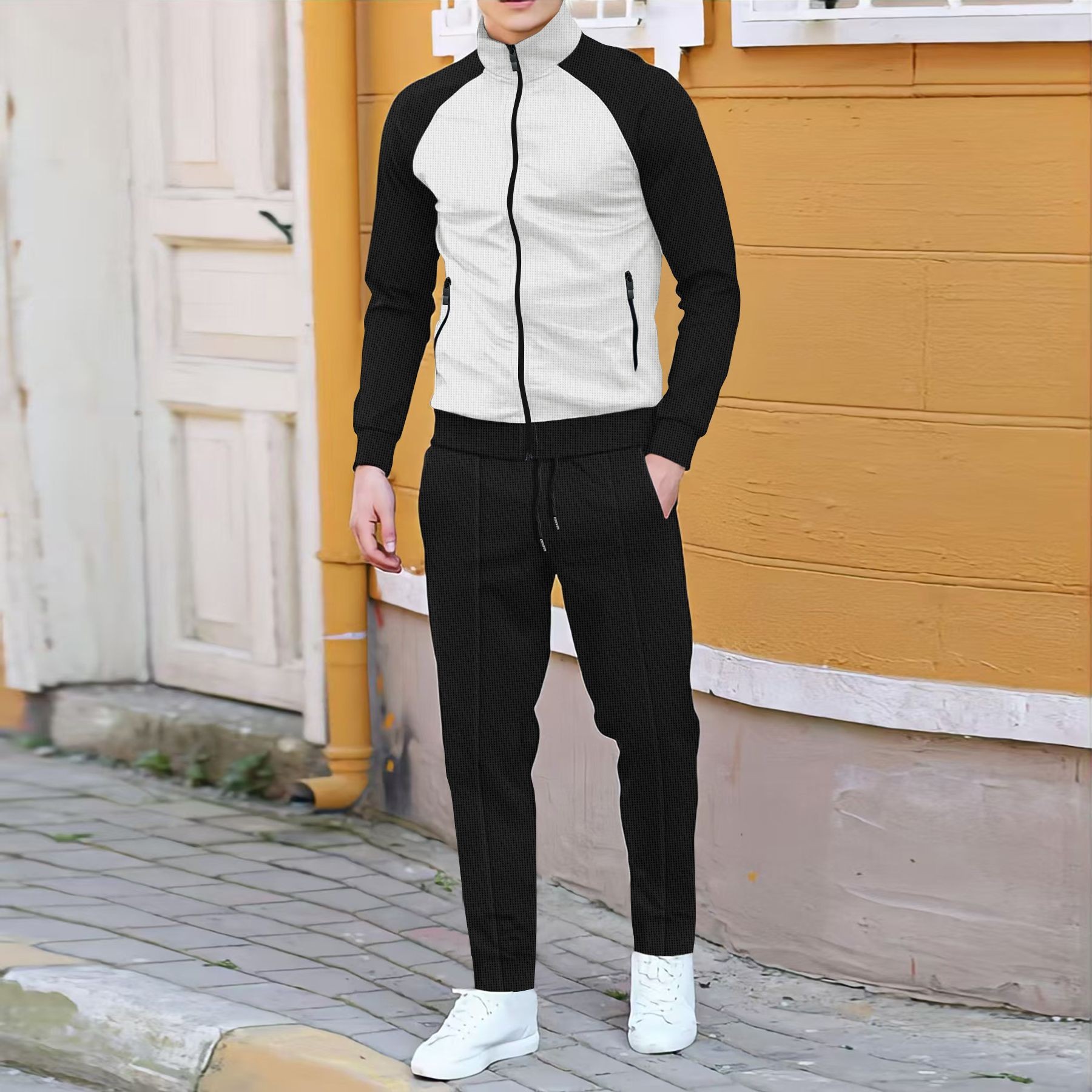 Men Casual Waffle Knit Track S - đánh giá và giá Embellish Knit