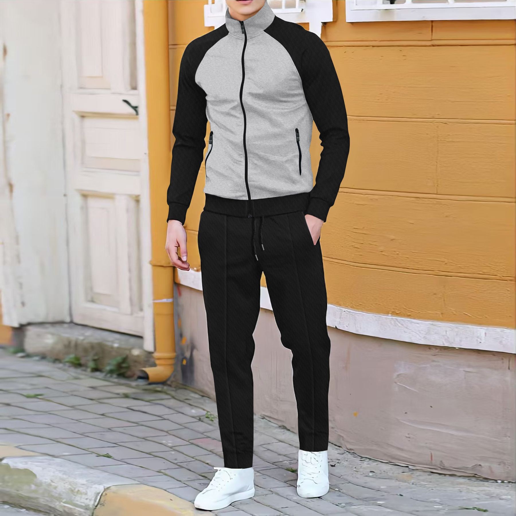 Men Casual Waffle Knit Track S - đánh giá và giá Embellish Knit