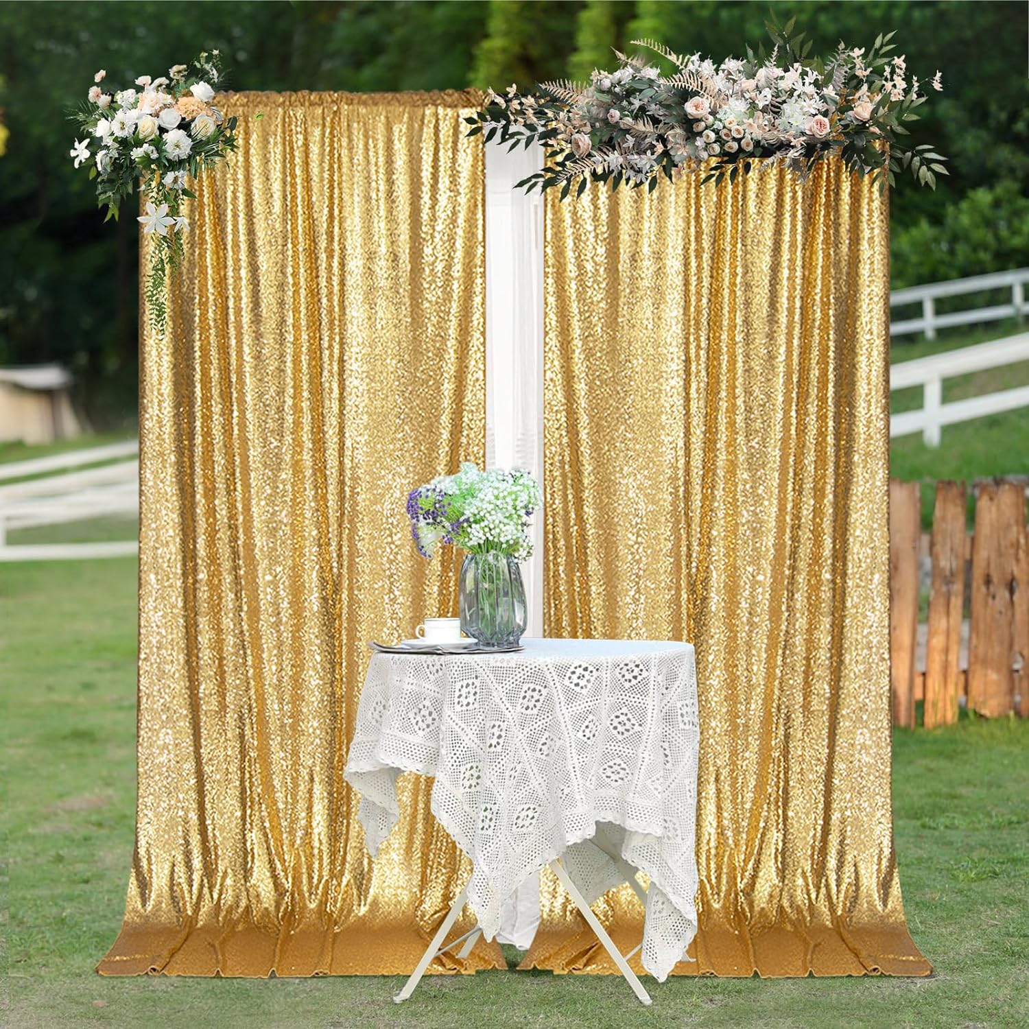 2×8FT-4PCS Gold Sequin Backdro - đánh giá và giá Sequin Fabric Panel