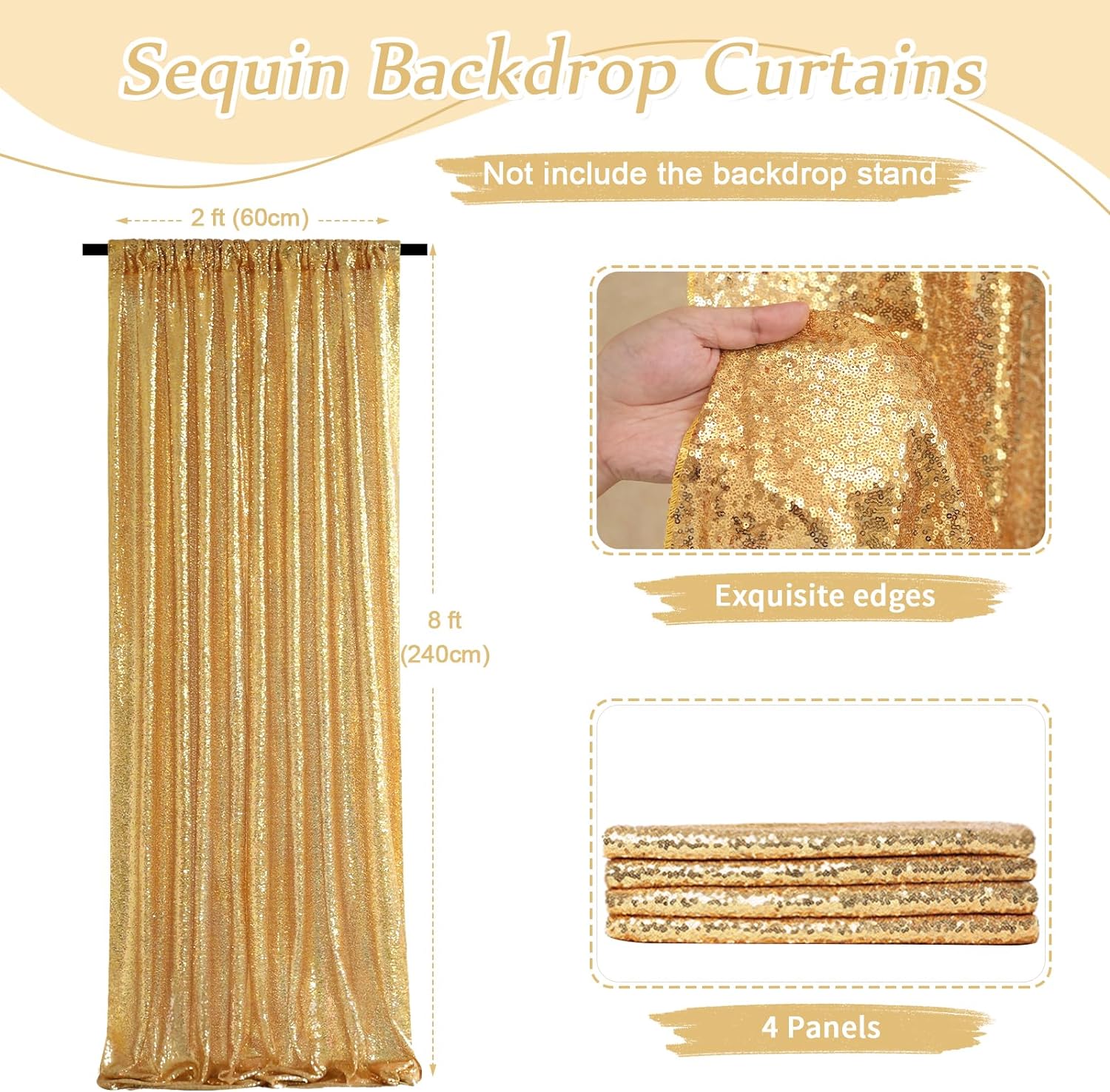 2×8FT-4PCS Gold Sequin Backdro - đánh giá và giá Sequin Fabric Panel