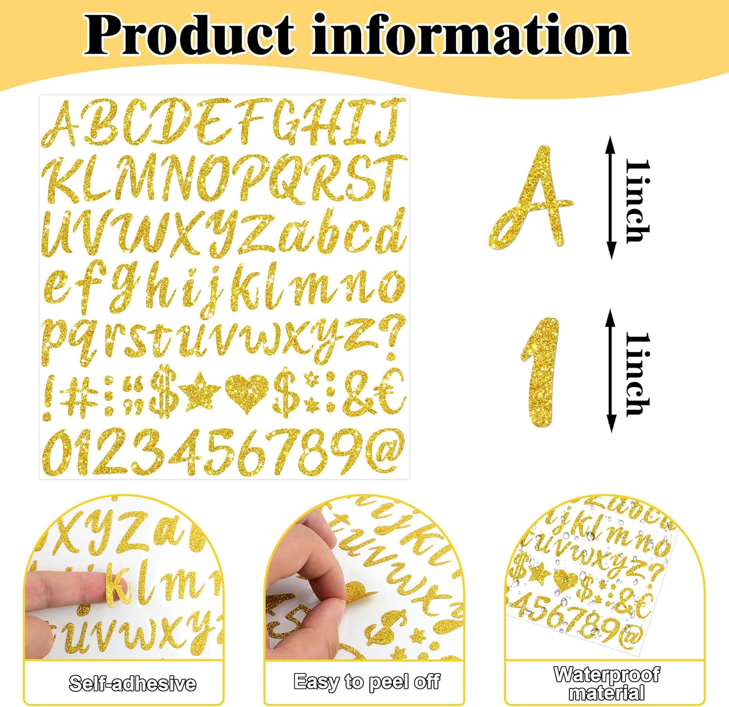 8Sheets Gold Glitter Alphabet  - đánh giá và giá Glitter Vinyl Roll