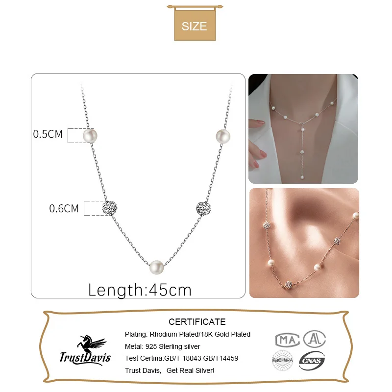 TrustDavis Real 925 Sterling S - đánh giá và giá Pearl Trim Chain