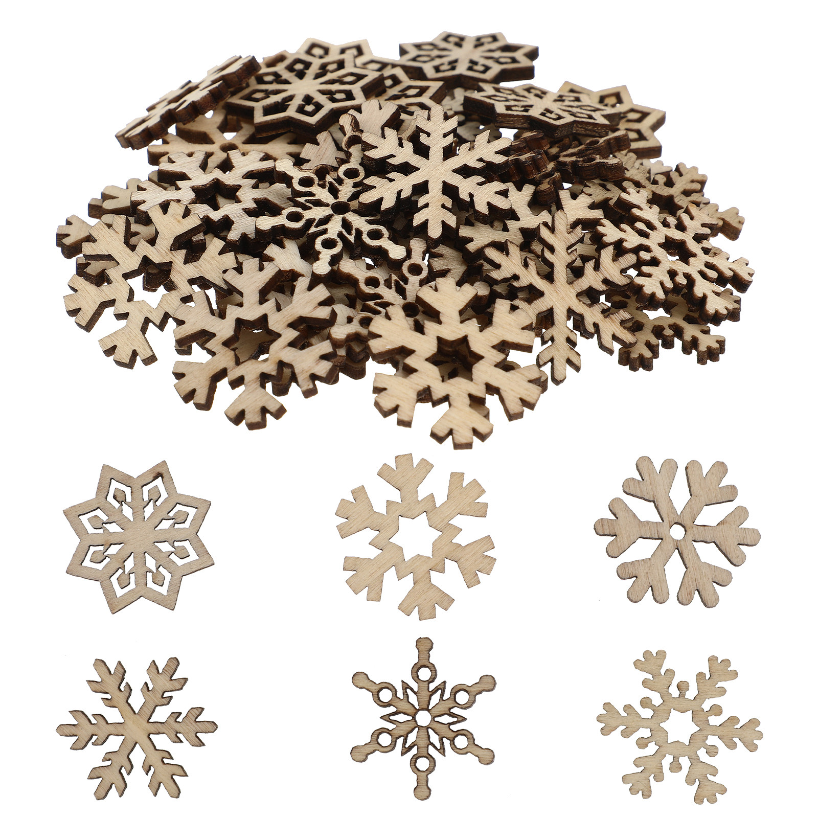 50Pcs Wooden Snowflake Cutouts - đánh giá và giá Christmas Craft Embellishment